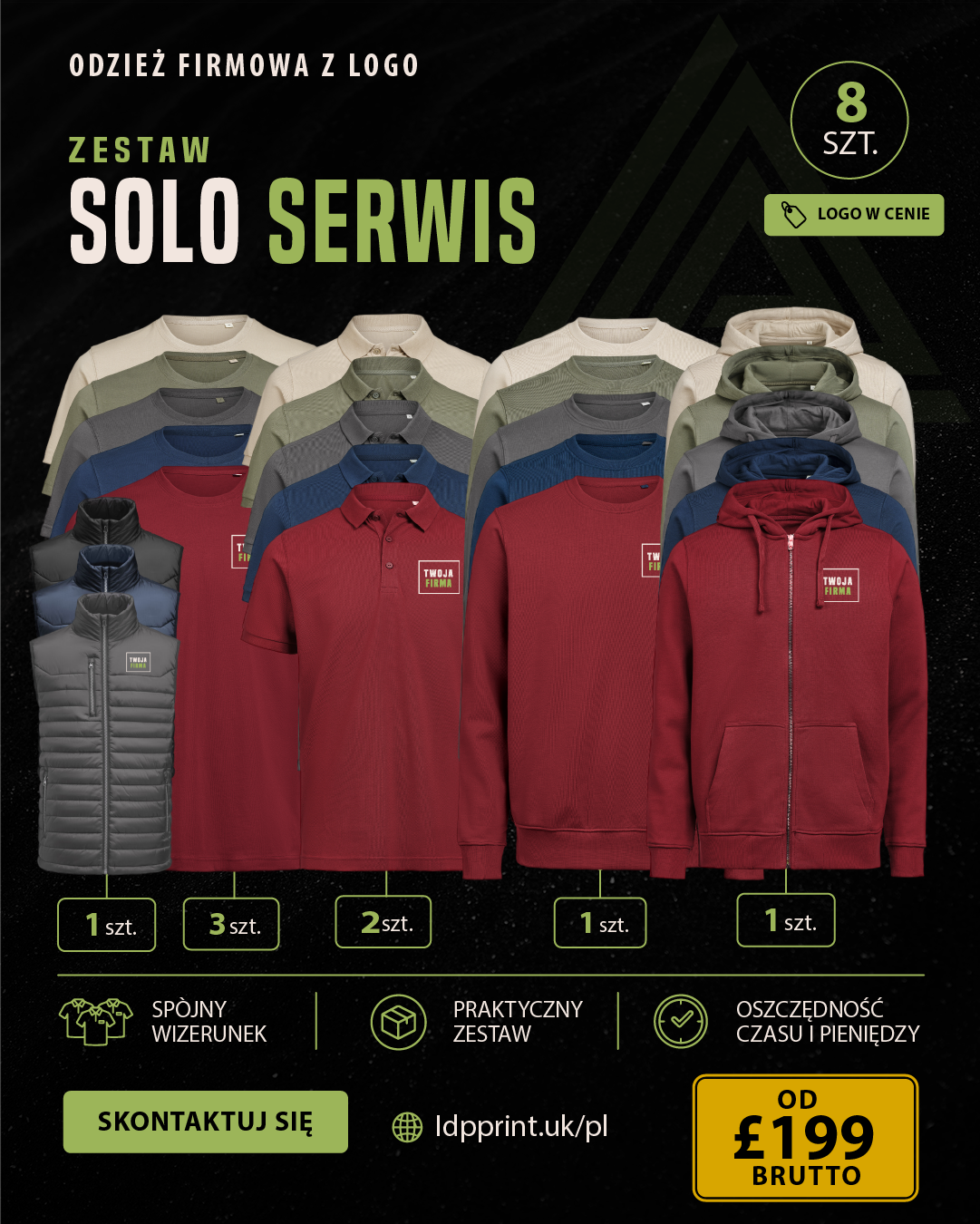 SOLO SERWIS — pakiet odzieży premium z logo do kontaktu z klientem